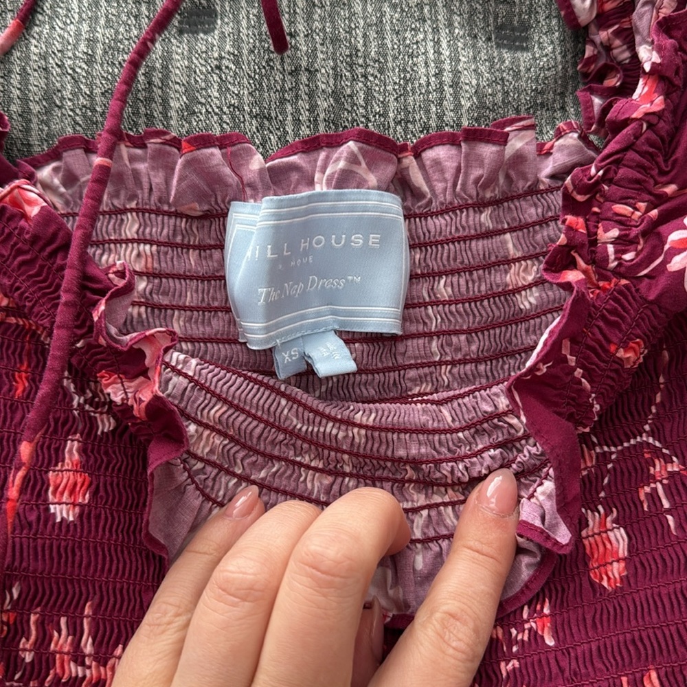 Hill House Nesli Nap Dress in Burgundy Botanical - Picture 3 of 6